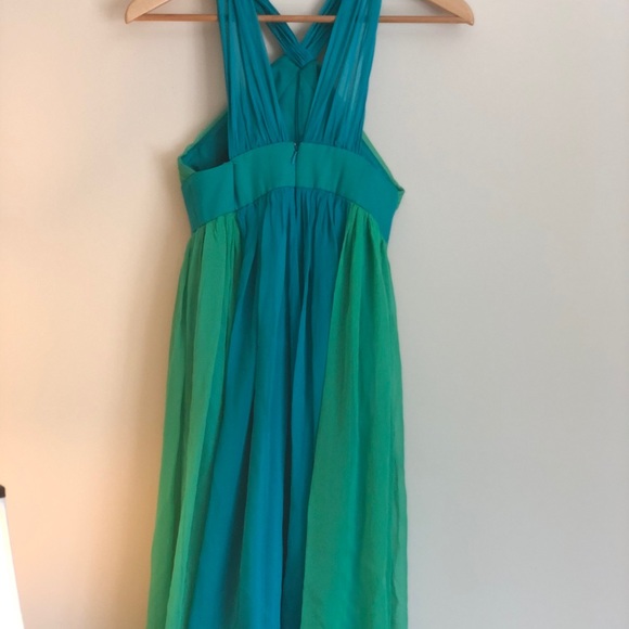 Marc Bouwer Glamit Blue Green Halter Gown Size 0 - Picture 5 of 8